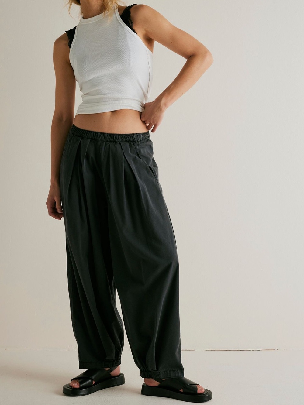 Free People To The Sky Parachute Pants Washed Black XS